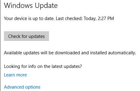 Windows 10 Windows Update تحقق من وجود تحديثات