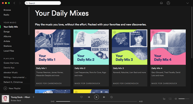 كيفية منع Spotify من إضاعة مساحة القرص Spotify نظرة عامة على الواجهة