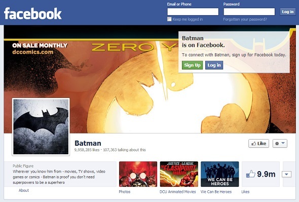 10 شخصيات خيالية تحظى بشعبية كبيرة على Facebook batman