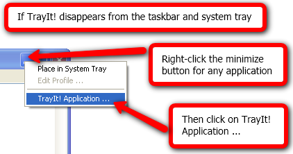 تقليل البرامج إلى علبة النظام باستخدام TrayIt! إذا اختفى الدرج