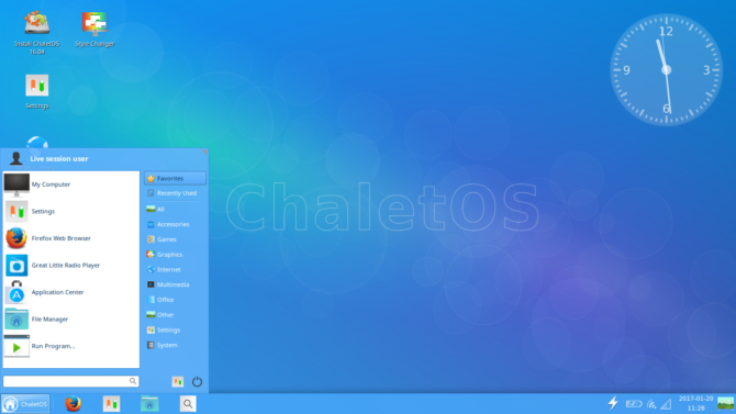 قائمة ابدأ ChaletOS 16