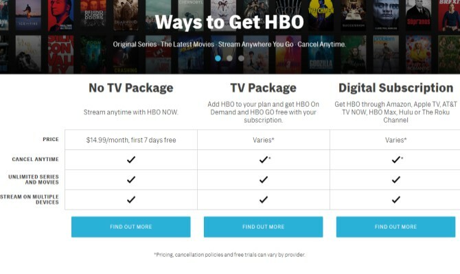 HBO Free Online مع باقة التلفزيون