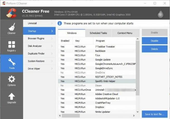 6 نصائح وحيل CCleaner لتنظيف جهاز الكمبيوتر الخاص بك بشكل فعال 02 CCleaner تعطيل عناصر بدء التشغيل