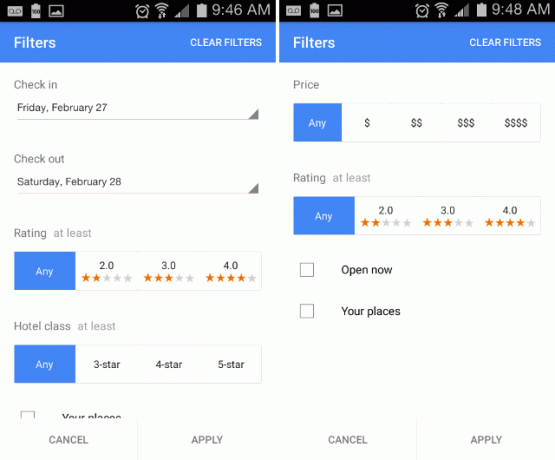 android-google-خرائط-مرشحات البحث