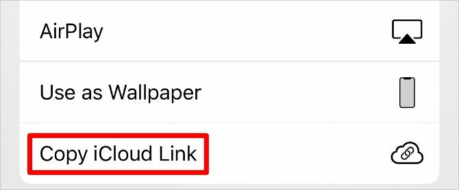 انسخ زر iCloud Link في ورقة مشاركة iPhone