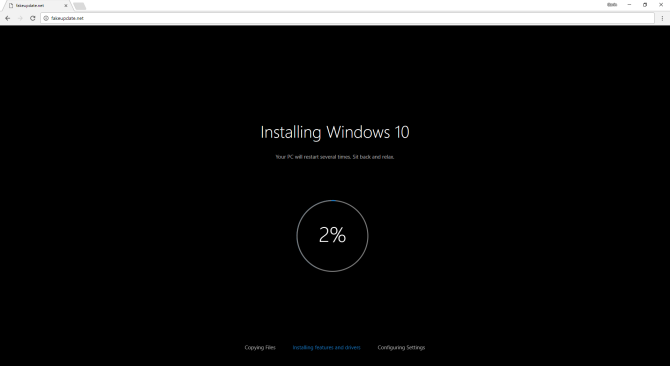 شاشة تحديث وهمية لنظام التشغيل Windows 10