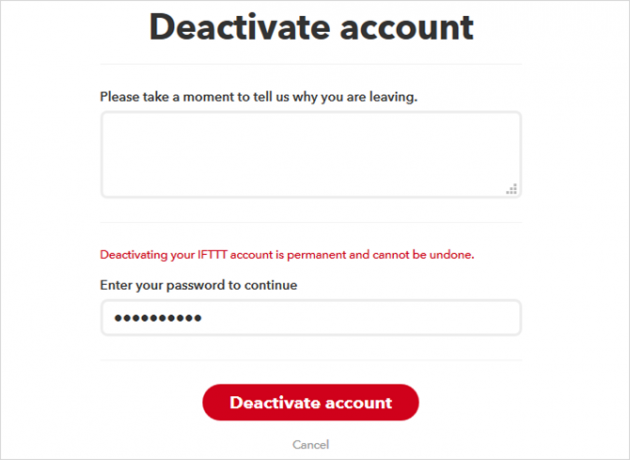دليل IFTTT النهائي: استخدم أقوى أداة ويب مثل Pro IFTTTDeactivateAccountConfirm