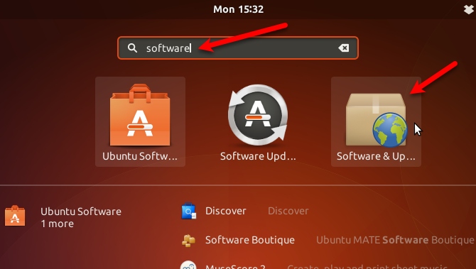 افتح البرامج والتحديثات في Ubuntu 17.10