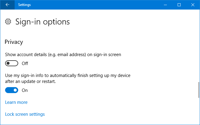 9 ميزات إعدادات جديدة في Windows 10 Fall Creators Update خيارات تسجيل الدخول