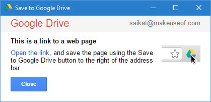 حفظ الروابط إلى Google Drive