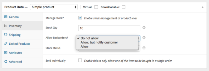 أفضل 5 طرق لإنشاء متجر ويب WooCommerce Simple Product Inventory Tab 670x227