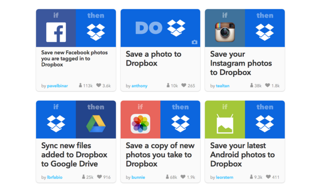 وصفات IFTTT Dropbox