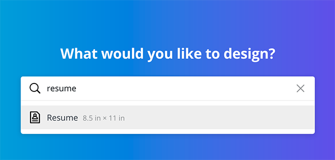 استخدام شريط البحث الخاص بـ Canva للعثور على قالب السيرة الذاتية