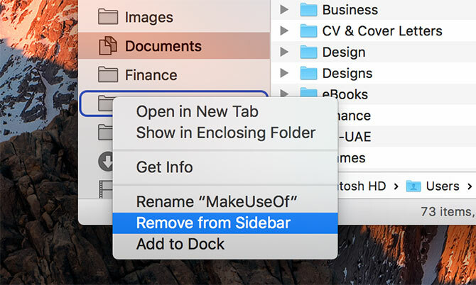 مجلد شريط macOS Finder الجانبي