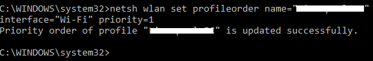 كيفية إعادة ترتيب أولويات شبكة Wi-Fi في Windows 10 wifi cmd move
