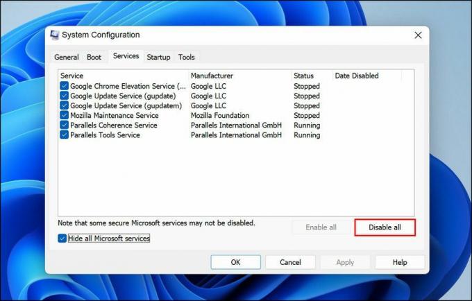 msconfig- تعطيل الكل