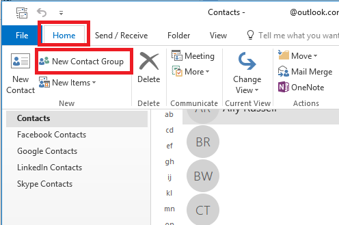 كيفية إرسال رسائل البريد الإلكتروني إلى العديد من المستلمين في Outlook مع مجموعة جهات اتصال توقعات Outlook 2016