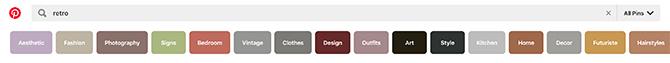 ما هو شريط البحث Pinterest