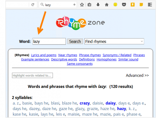 10 طرق يمكن أن يساعدك المتصفح في أن تكون أكثر إبداعًا في RhymeZone FF