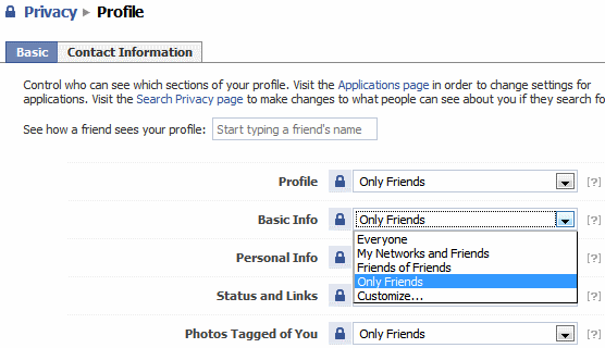 ملف تعريف خصوصية facebook