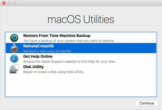 أعد تثبيت macOS من الأدوات المساعدة