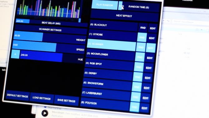 MusicBeam Virtual Laser Show Settings