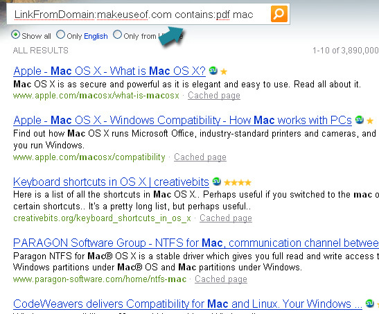 عوامل تشغيل البحث Bing