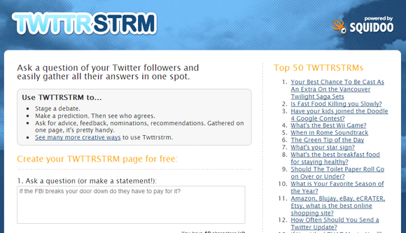 6 تطبيقات ويب لتوجيه الأسئلة من Twitter Crowd twttrstrm