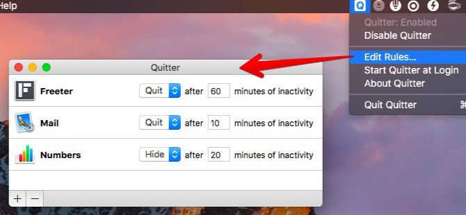 تطبيقات شريط القوائم quitter-Mac