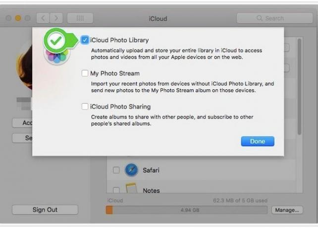 Photo Library Mac - تمكين مزامنة icloud