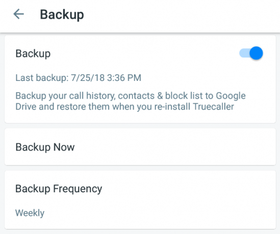 Truecaller النسخ الاحتياطي