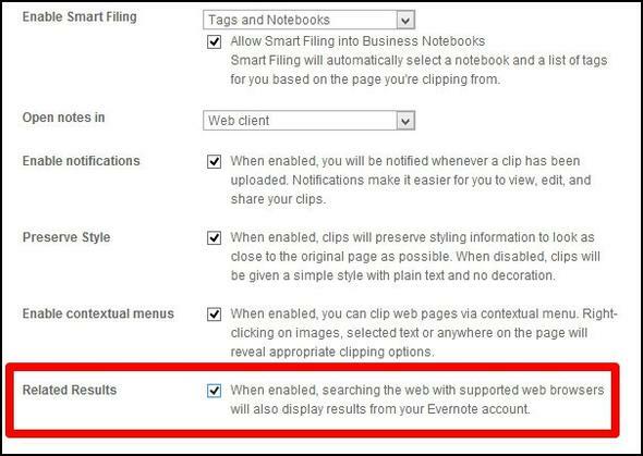 20 ميزات بحث Evernote يجب أن تستخدم نتائج Evernote في إعدادات مقص الويب للبحث