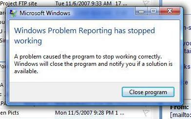 خطأ في إعداد تقارير برنامج Windows