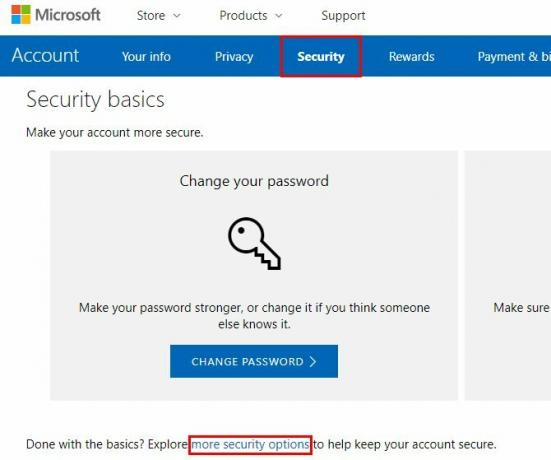 تمكين المصادقة الثنائية لحساب Microsoft