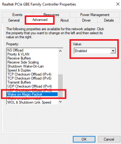 ميزة wake-on-lan windows 10