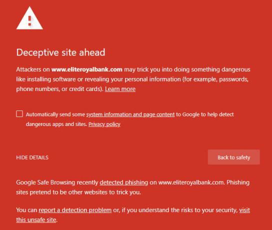 مزيفة عبر الإنترنت - موقع Chrome Fake