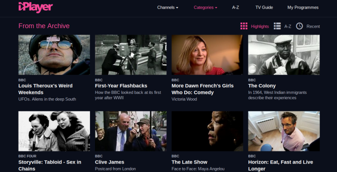 يضيف BBC iPlayer عروض قديمة من الأرشيف من لقطة شاشة الأرشيف