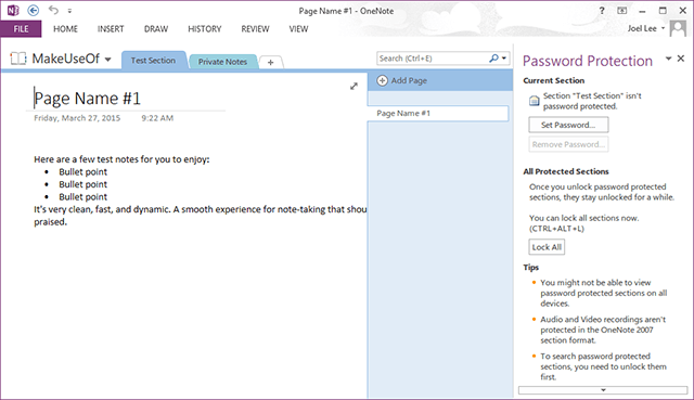 المتقدمة onenote