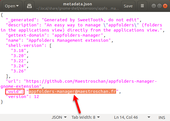 انسخ uuid في ملف metadata.json