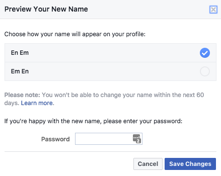 كيفية تغيير اسم Facebook الخاص بك تغيير اسم Facebook 2