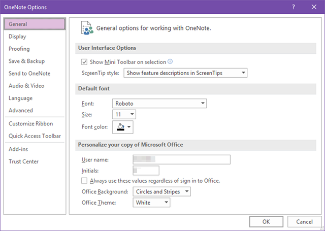 إعدادات onenote-interface-desktop-settings