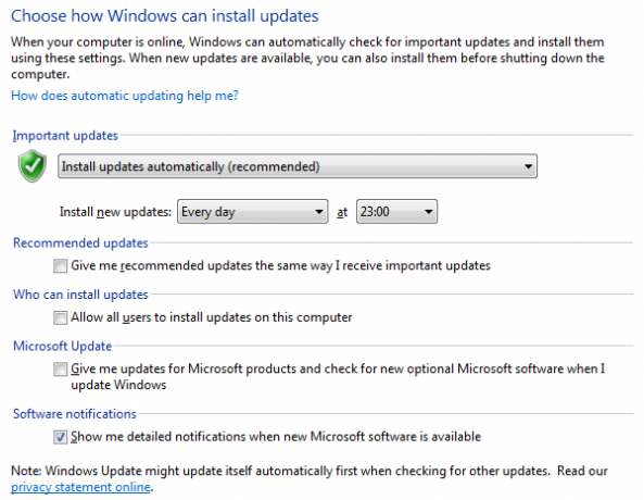 إعدادات Windows Update