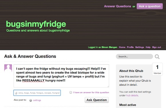 إنشاء موقع الأسئلة والأجوبة الخاص بمكانتك مع Qhub bugsinmyfridge