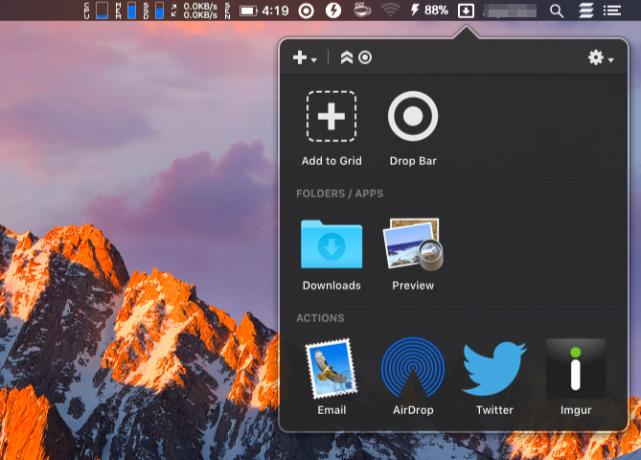 تطبيق Dropzone-Mac Menu Bar