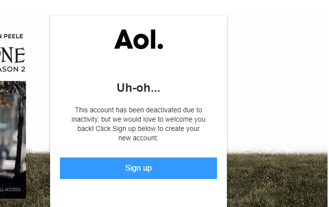 تم إلغاء تنشيطها بسبب عدم نشاط تسجيل الدخول إلى AOL