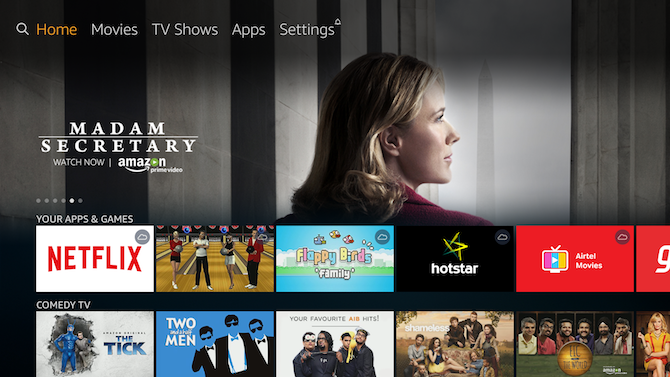 نتيجة صورة لشاشة amazon fire tv الرئيسية