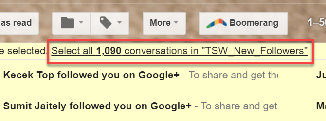 حدد المحادثات في Gmail