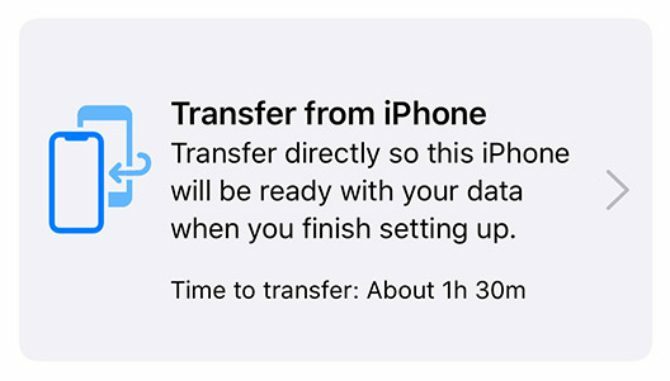 معلومات نقل البدء السريع من iPhone