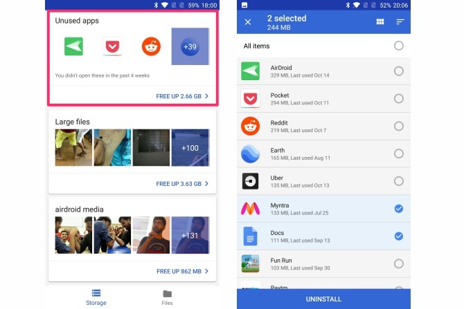 ميزات google files go app
