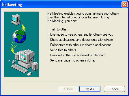 أنا أقلب قبعتي لك ، Microsoft NetMeeting netmeeting